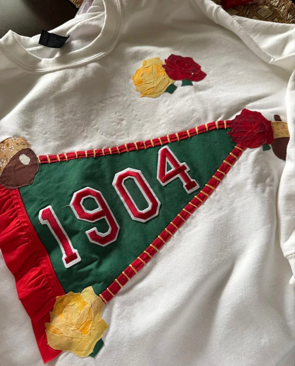 Custom stitched hoodie, front and back